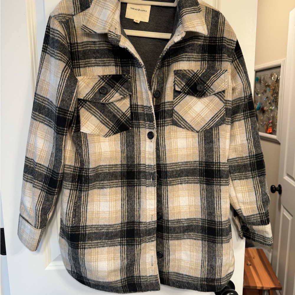 Thread And Supply Flannel Lined Shacket Shirt Jac… - image 5